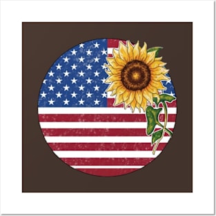 Sunflower-America-Flag Posters and Art